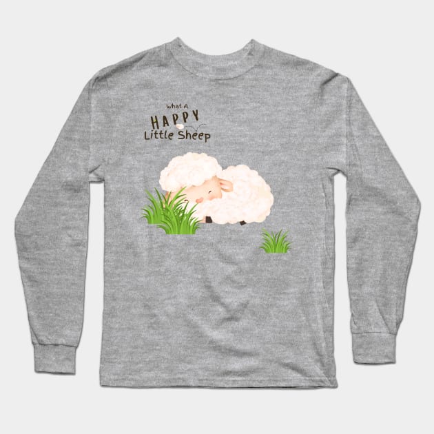 What A Happy Little Sheep | Sleeping Long Sleeve T-Shirt by Bread of Life Bakery & Blog